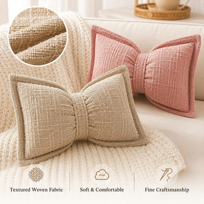 🦋Achetez 1, obtenez 1 gratuit！🎀 Coussin décoratif en chenille forme nœud papillon – 30×50 cm, 9 coloris, housse et garnissage inclus, le nœud tout doux qui sublime votre canapé, votre lit ou votre coin lecture 🛋️💕