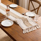 ✨ PROMO FLASH : 50% DE RÉDUCTION ! 🏠 Chemin de Table Élégant à Franges – Coton Polyester – Détail Tissé Texturé & Pompons for Salle à Manger & Console 🪡