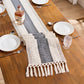 ✨ PROMO FLASH : 50% DE RÉDUCTION ! 🏠 Chemin de Table Élégant à Franges – Coton Polyester – Détail Tissé Texturé & Pompons for Salle à Manger & Console 🪡