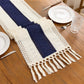 ✨ PROMO FLASH : 50% DE RÉDUCTION ! 🏠 Chemin de Table Élégant à Franges – Coton Polyester – Détail Tissé Texturé & Pompons for Salle à Manger & Console 🪡