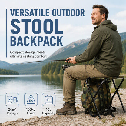 Sac à Dos Chaise Pliante Portable 2-en-1 Tabouret de Camping Outdoor