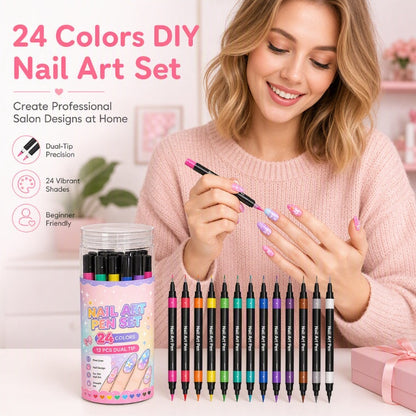 💅 PROMO LIMITÉE 50% DE RÉDUCTION! 🎨 Set de 12 Stylos Nail Art Double Pointe – Précis, Coloré, Créatif ✨