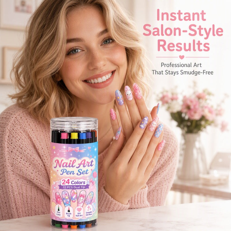 50% de Réduction – Coffret Stylos Nail Art Double Pointe 24 Couleurs