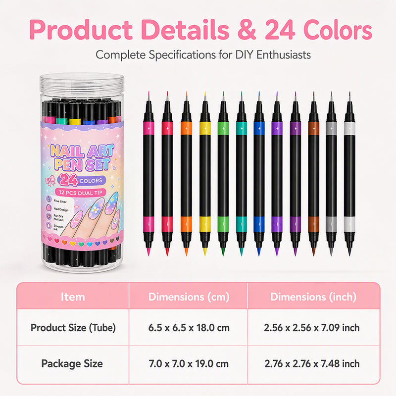 50% de Réduction – Coffret Stylos Nail Art Double Pointe 24 Couleurs