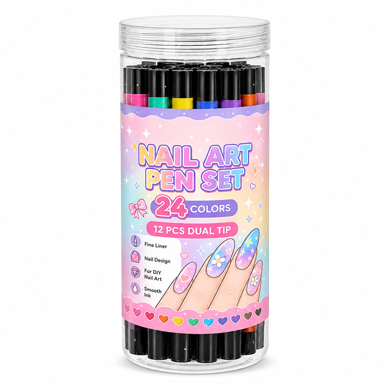 50% de Réduction – Coffret Stylos Nail Art Double Pointe 24 Couleurs