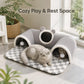 🐱 PROMO FLASH : 50% DE RÉDUCTION ! 🕳️ Tunnel & Lit 3-en-1 en Peluche pour Chat – Tapis Carreaux & Pompons Interactifs – Fermeture Éclair for Jeu & Sieste 🔮