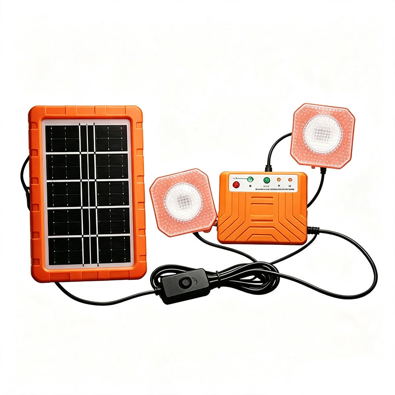 Kit d'Éclairage Solaire Portable pour Camping – Panneau Solaire, Chargeur USB & 2 Lampes LED