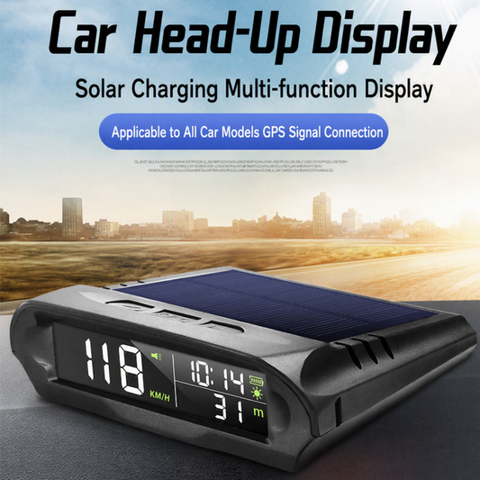 Affichage Tête Haute GPS Solaire pour Voiture – Double Charge, Luminosité Auto, Alertes Vitesse