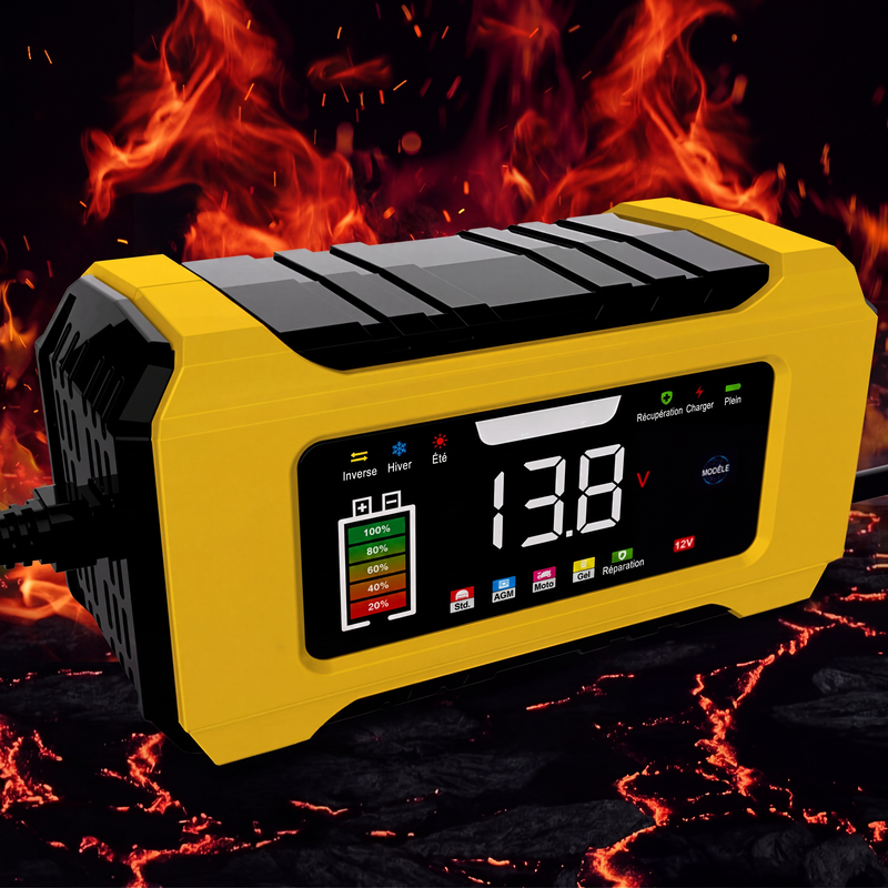 53% de Réduction – Chargeur de Batterie Intelligent 12V 6A pour Voiture et Moto, 9 Étapes, Écran LCD et Mode Réparation
