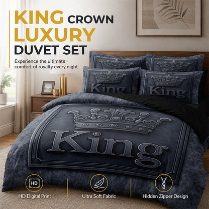 ⏳Durée limitée : -50%⏰Parure de lit 3 pièces motif couronne royale moderne🛌