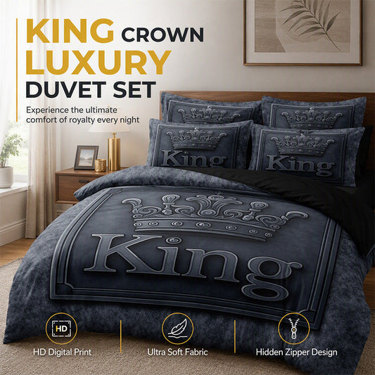 ⏳Durée limitée : -50%⏰Parure de lit 3 pièces motif couronne royale moderne🛌