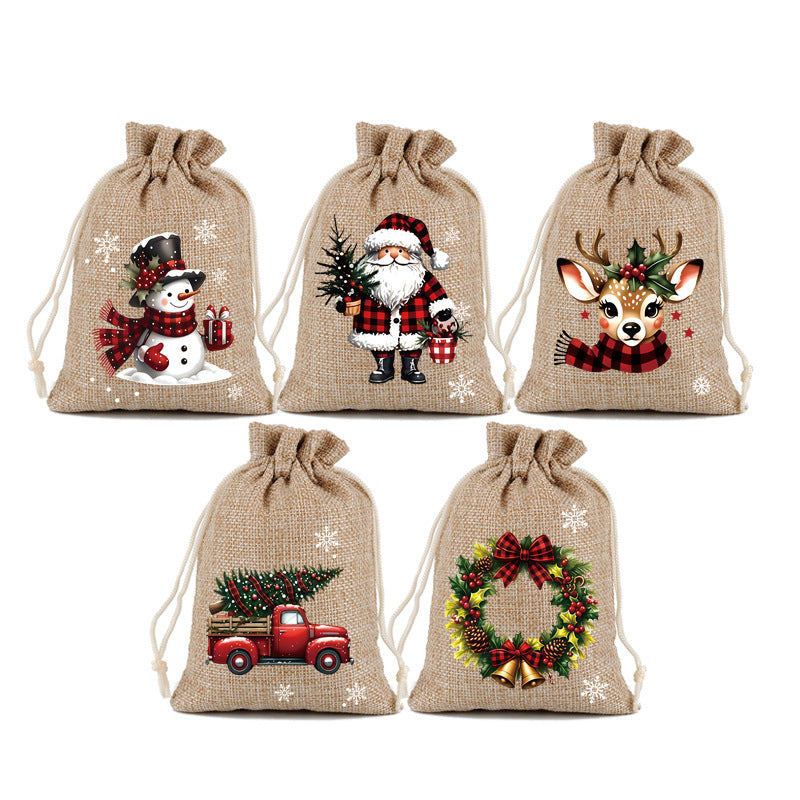 🎅🎁 -50% ! 🎄Sacs Cadeaux de Noël à Cordon – Imprimés Festifs & Tissu Durable pour Emballage Chic et Réutilisable.