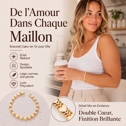 💖 50% DE RÉDUCTION! 📿 Bracelet cœur en acier – Maillons romantiques & finition polie ✨