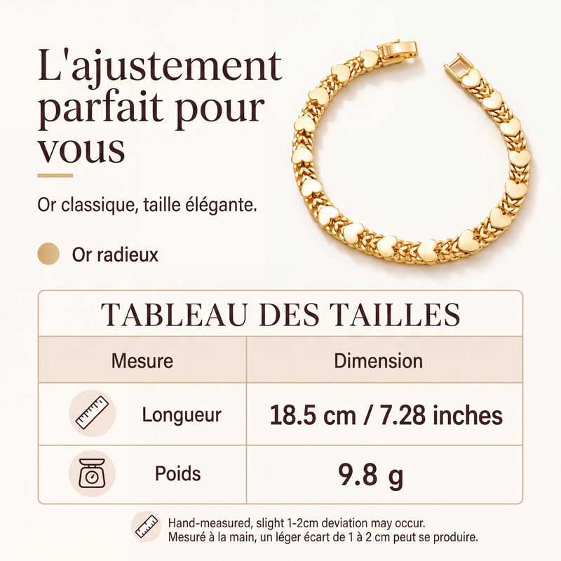 Bracelet Cœur en Acier Inoxydable – Maillons Romantiques, Finition Poliée