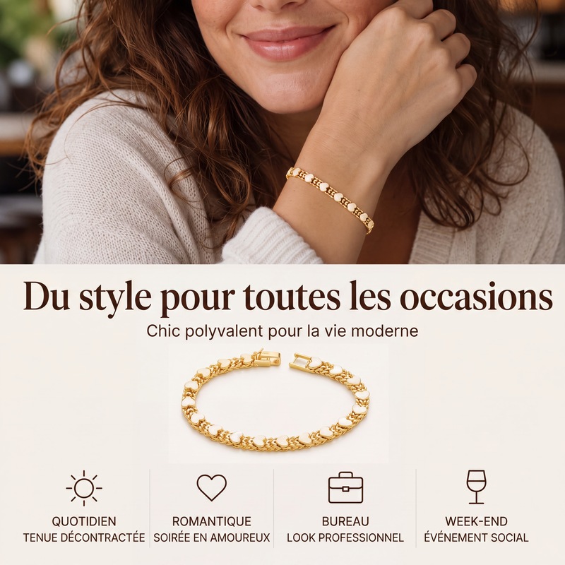 Bracelet Cœur en Acier Inoxydable – Maillons Romantiques, Finition Poliée