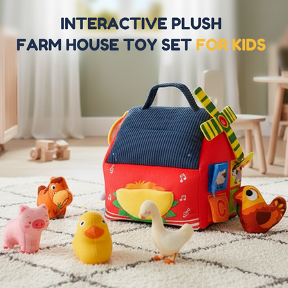 Maison de Ferme Interactive en Peluche – Jouet d'Éveil avec Marionnettes pour Bébé