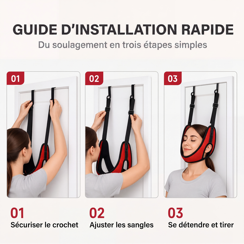 🚪💆 -50% ! ⚕️Dispositif de Traction Cervicale sur Porte – Coussin Confortable & Étirement Apaisant à Domicile.