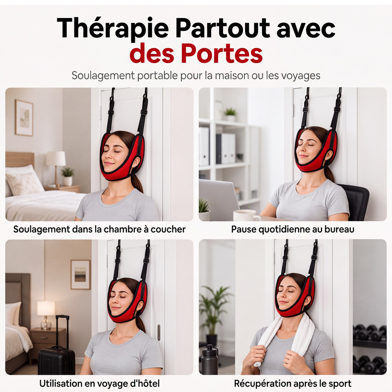 🚪💆 -50% ! ⚕️Dispositif de Traction Cervicale sur Porte – Coussin Confortable & Étirement Apaisant à Domicile.
