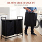 Panier à Linge Double avec Étagère de Rangement