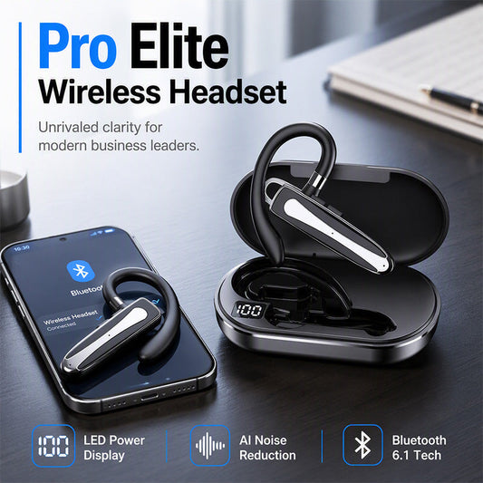 Oreillette Bluetooth V5.1 Sans Fil avec Étui de Charge – Réduction de Bruit & Crochet Rotatif 180°