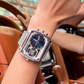 Montre Carrée Lumineuse pour Hommes avec Double Chronographe