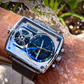 Montre Carrée Lumineuse pour Hommes avec Double Chronographe