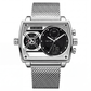 Montre Carrée Lumineuse pour Hommes avec Double Chronographe