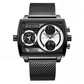 Montre Carrée Lumineuse pour Hommes avec Double Chronographe
