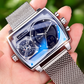 Montre Carrée Lumineuse pour Hommes avec Double Chronographe