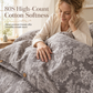 Parure de Lit en Pur Coton Texture Lin avec Boutons Rétro, Housse de Couette et Drap Épais