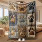 🐾 Couverture Douce en Flanelle – Motif Empreinte de Patte, 7 Tailles, Kaki ou Bleu