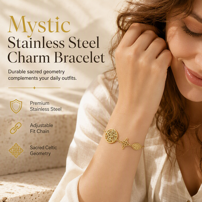 50% de Réduction – Bracelet Chaîne Acier Inoxydable, Breloques Mystiques