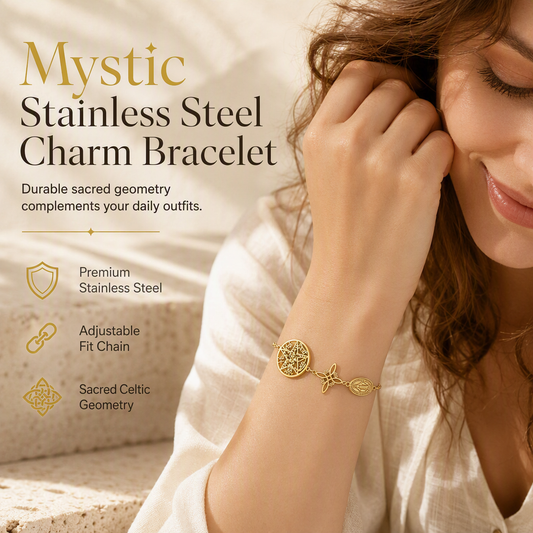 50% de Réduction – Bracelet Chaîne Acier Inoxydable, Breloques Mystiques