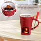 📢 50% de Réduction – Tasse à Fondue au Chocolat en Céramique avec Chauffe-Plat à Bougie, Set 200 ml avec Fourchette