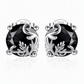 Boucles d'Oreilles Clous Gothiques en Argent – Motif Vigne & Zirconium Noir