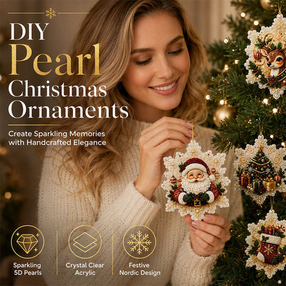 🎄 Kit de Décorations de Noël à Faire Soi-Même – Strass 5D Nacrés, Acrylique Premium, à Suspendre