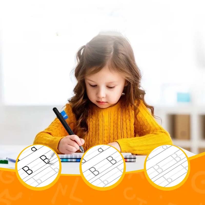 Coffret de Cahiers d'Écriture Magiques à Rainures – Réutilisables & Guide-Doigts pour Enfant