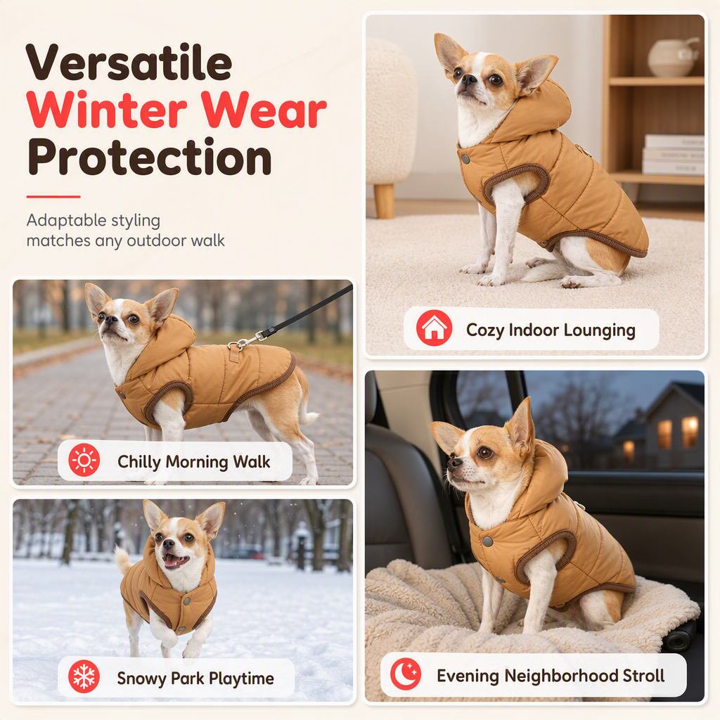 Manteau d'Hiver pour Chien avec Harnais Intégré – Doublure Polaire & Coupe-Vent