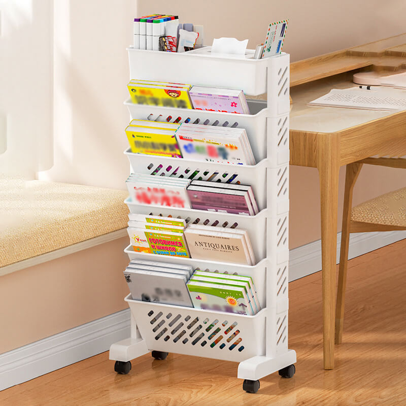 60% de Réduction – Bibliothèque Mobile sur Roulettes Étagère Inclinée Bureau