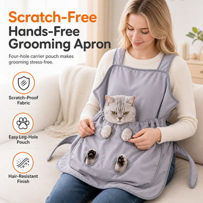 Tablier Câlin pour Chat – Trous pour Pattes, Anti-Griffes & Mains Libres
