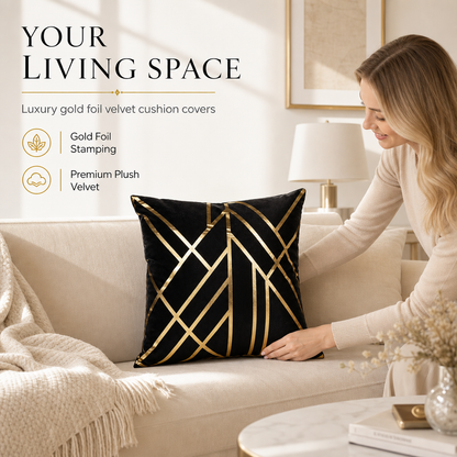 Housse de Coussin Style Européen – Velours & Dorure à Chaud, 45×45 cm