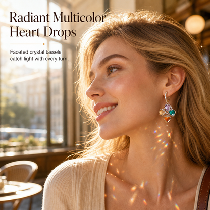 50% de Réduction – Boucles d'Oreilles Pendantes Rétro Cœur en Cristal