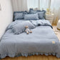 Parure de Lit 4 Pièces à Volants Romantiques – Microfibre Douceur Nuage