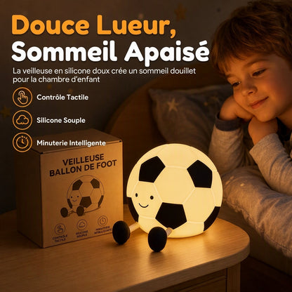 Veilleuse Tactile Ballon de Football – Silicone Souple, Rechargeable USB