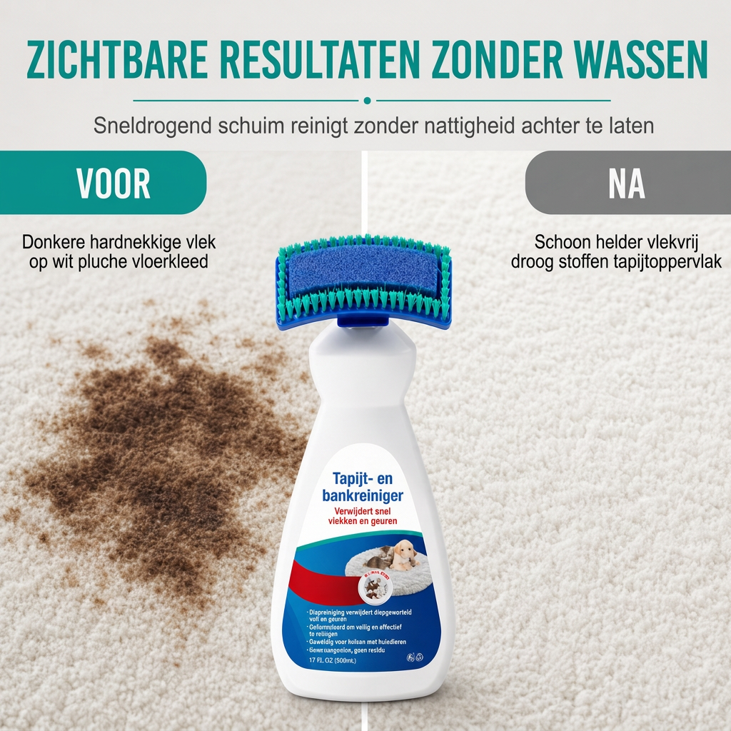 50% de Réduction – Nettoyant Mousse Textile et Tapis sans Rinçage, Brosse 200ml