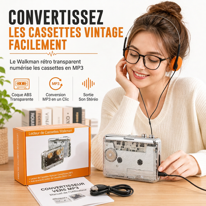 50% de Réduction – Lecteur Cassette Portable Transparent USB Type-C