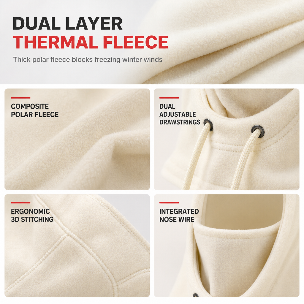 50% de Réduction – Cagoule Thermique Polaire Coupe-Vent Ski Moto Anti-Buée