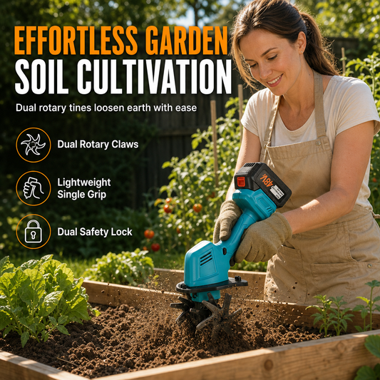 🌱 PROMO FLASH : 50% DE RÉDUCTION ! Mini-Motobineuse Sans Fil 21V – Fraises en Acier Manganèse & Moteur Cuivre Haute Performance for un Jardinage Sans Effort ✨
