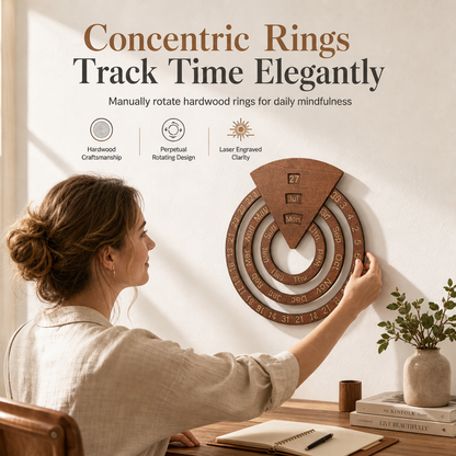 40% de Réduction – Calendrier Perpétuel Mural Rotatif en Bois