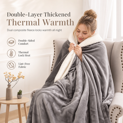 50% de Réduction – Plaid Réversible Épais en Flanelle et Sherpa